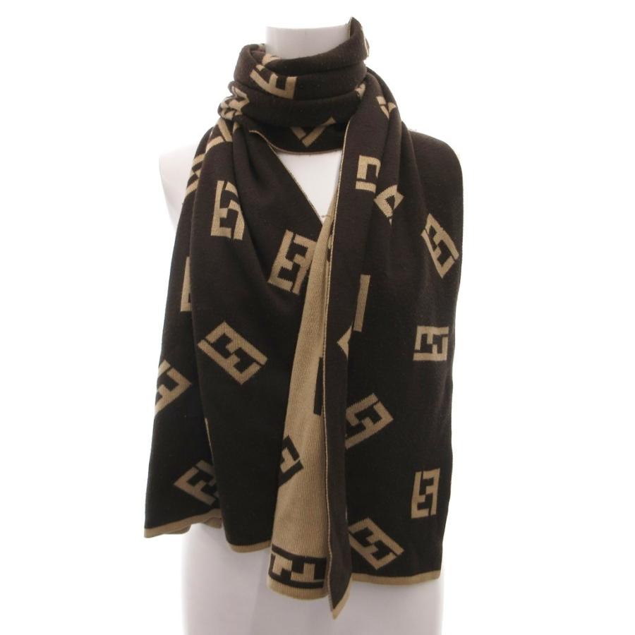 FENDI（フェンディ） マフラー ストール ズッカ柄 バイカラー ウール