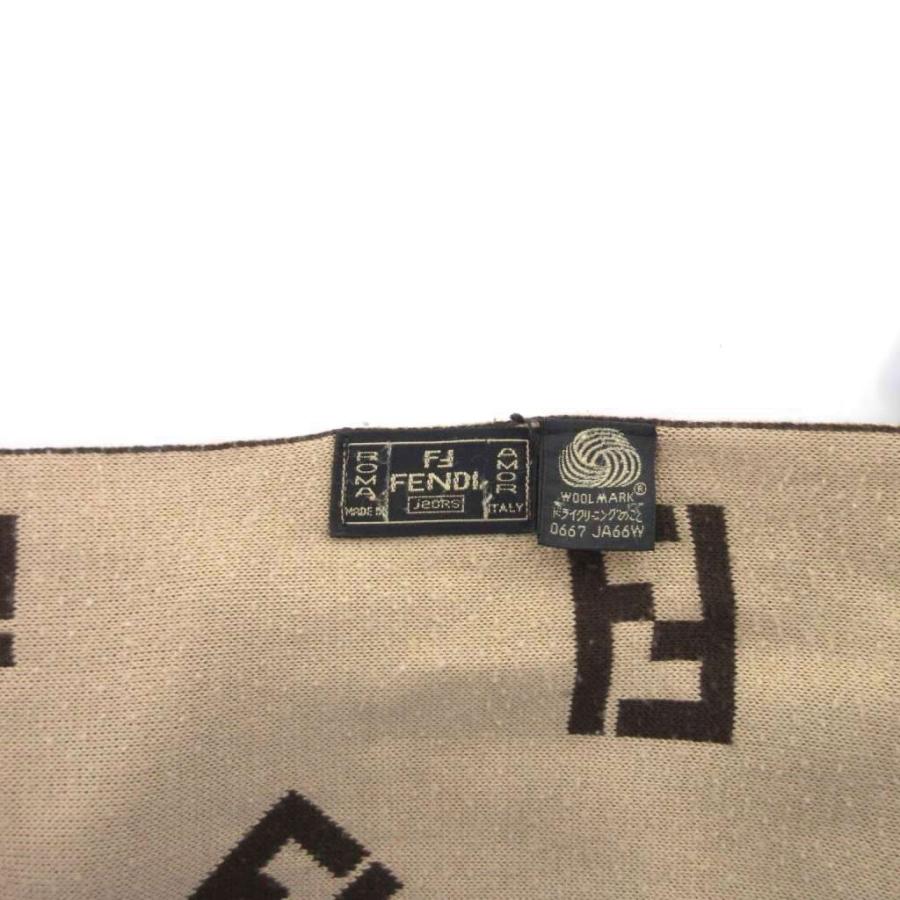 FENDI フェンディ ストール ズッカ柄 ライトブラウン タグあり FENDI（フェンディ） マフラー ストール ズッカ柄 バイカラー ウール