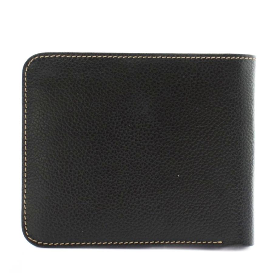 dunhill 二つ折り財布　黒から濃いめ茶色　未使用 dunhill（ダンヒル） 財布 お札入れ 二つ折り レザー ステッチ ロゴ 黒