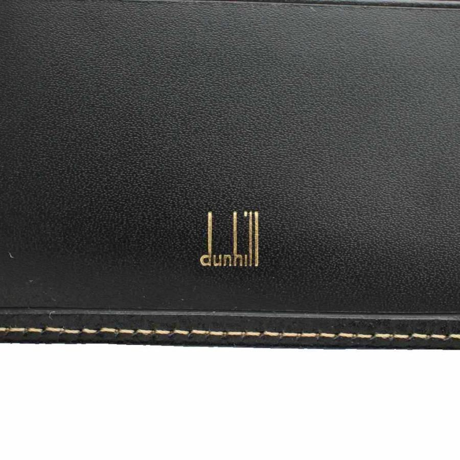 dunhill（ダンヒル） 財布 お札入れ 二つ折り レザー ステッチ ロゴ 黒