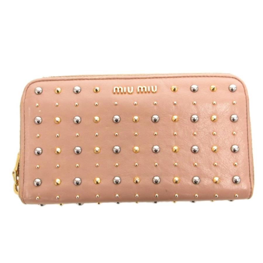 【miu miu】レザー長財布　スタッズ　ミュウミュウ miu miu（ミュウミュウ） 長財布 ウォレット 小銭入れあり レザー