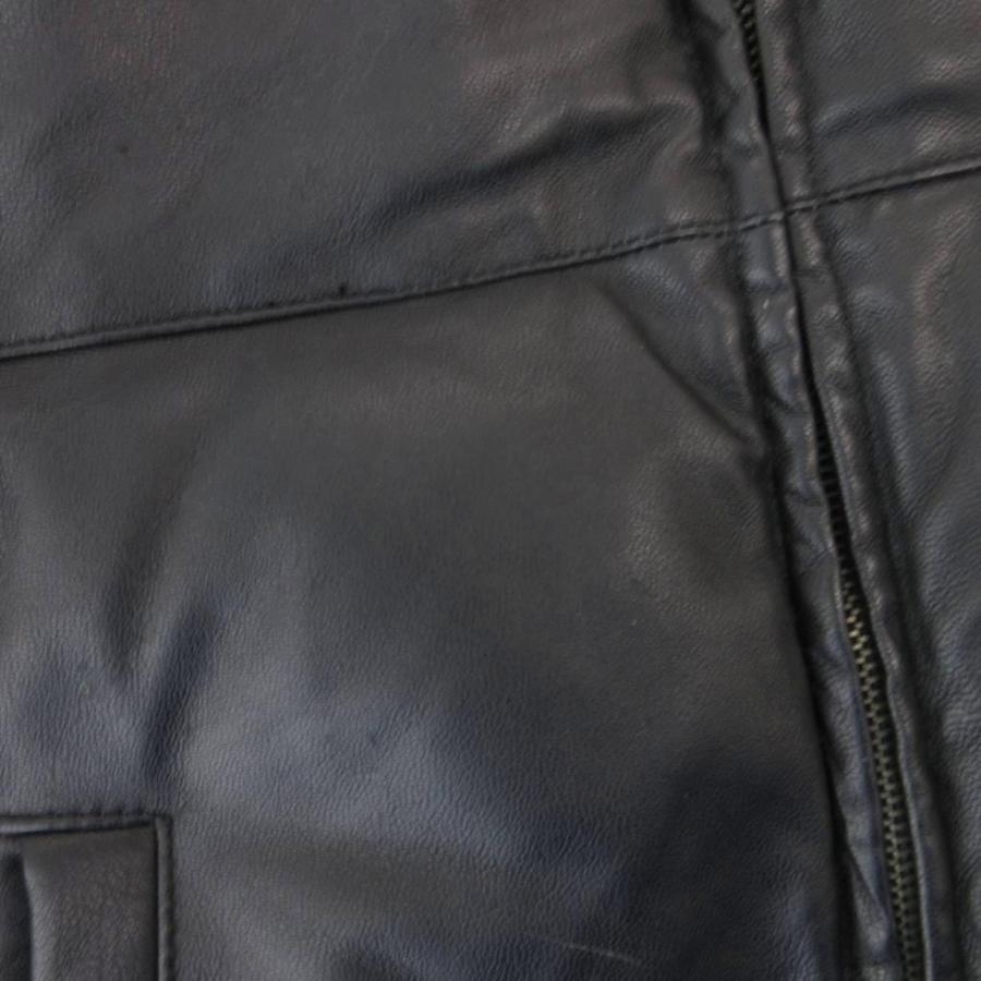 ピエルッチ pierucci ダウンベスト ジップアップ レザー 羊革 L 黒 