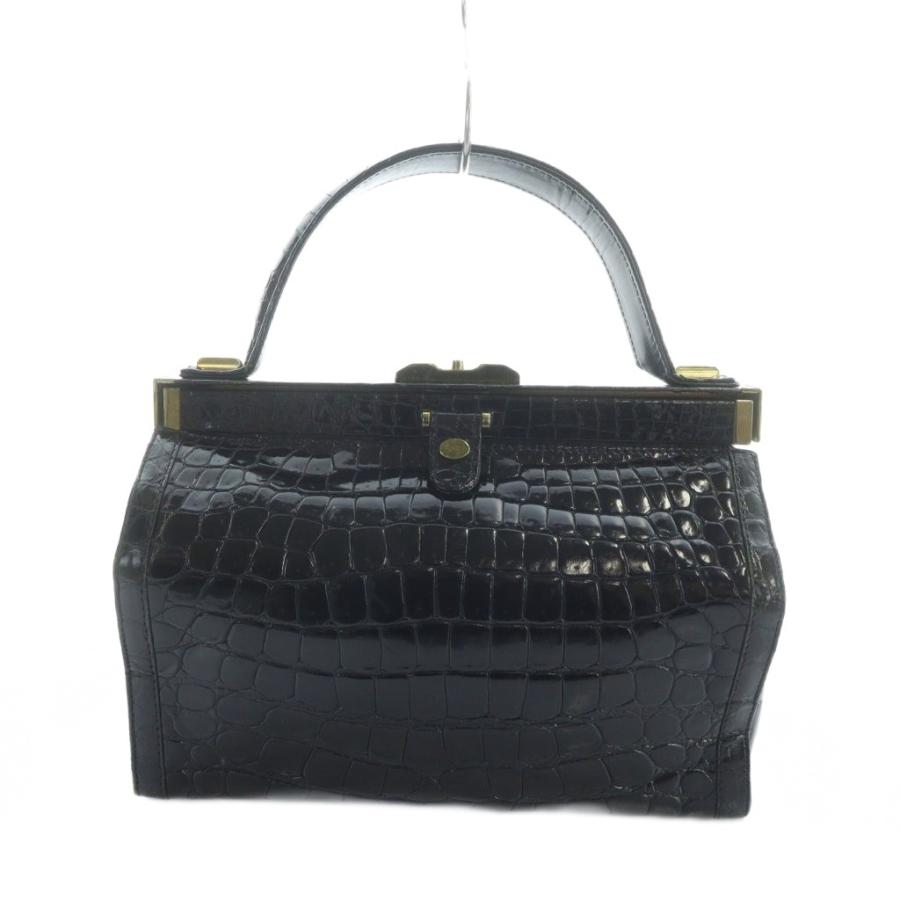 シャイニングクロコダイル ダレスバッグ ハンドバッグ シャイニー 