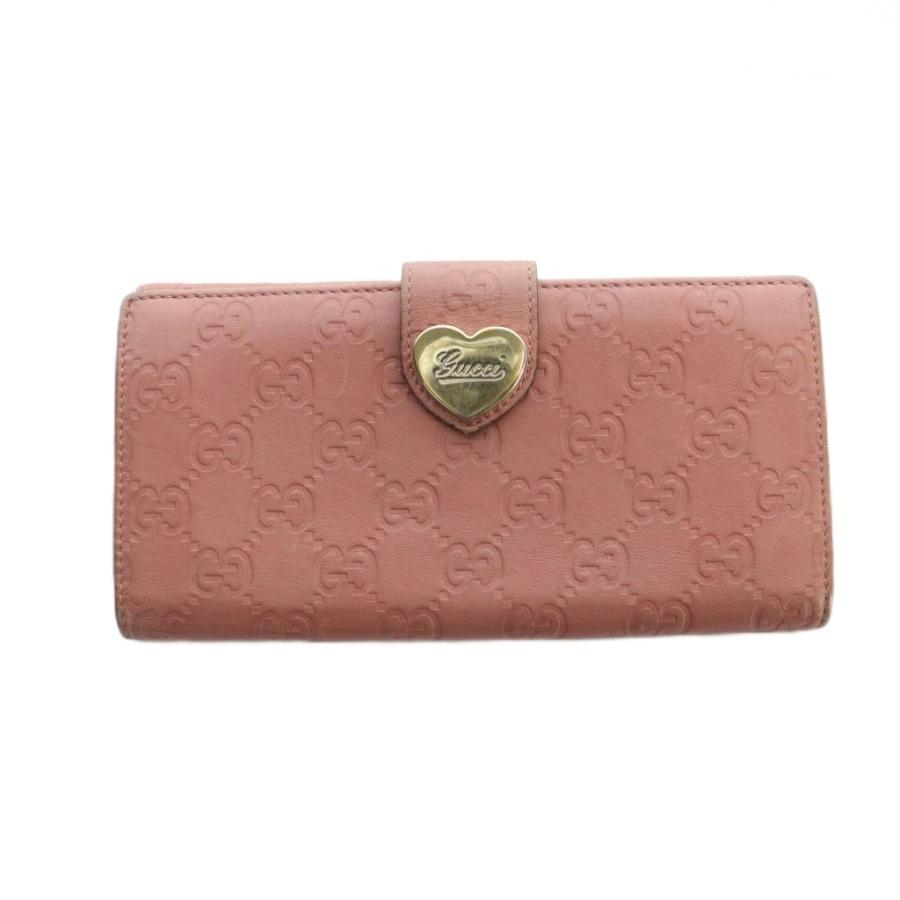 良品　GUCCI グッチ GG ハート金具 ピンク ブラウン　長財布 レディース GUCCI（グッチ） シマ レザー 長財布 ウォレット GG ゴールド金具