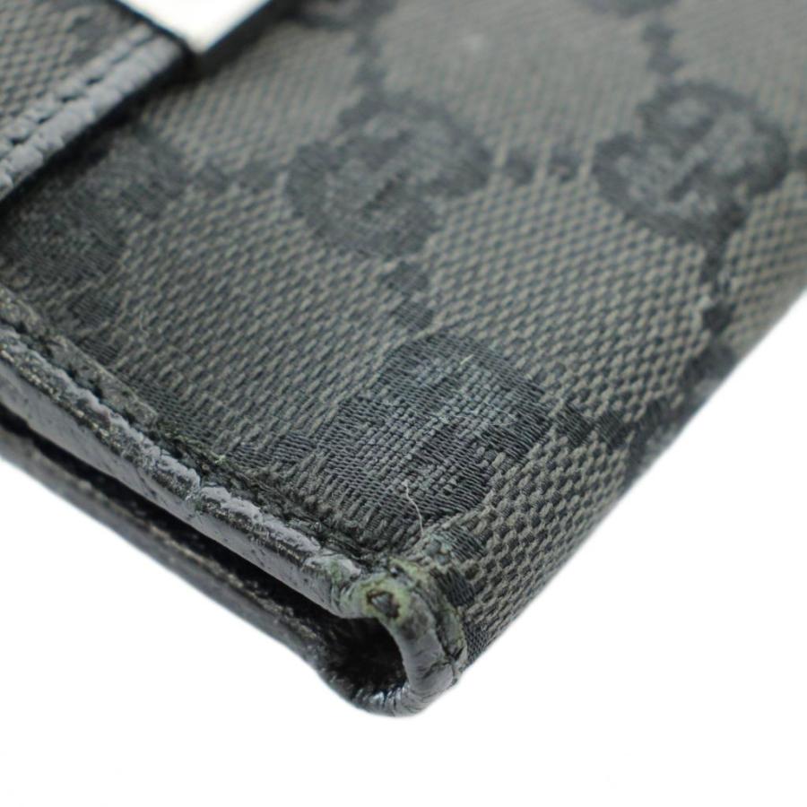 GUCCI（グッチ） 財布 二つ折り GGキャンバス レザー Wホック 総柄 黒