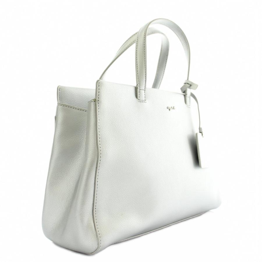 未使用級 アニエス・ベーショルダーバッグ レザー シルバーロゴ agnes b.（アニエスベー） ハンドバッグ ショルダー 2WAY レザー ロゴ