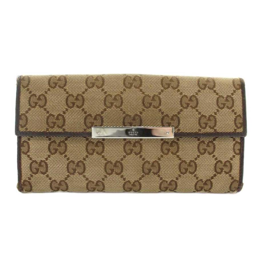 GUCCI（グッチ） 長財布 二つ折り GGキャンバス レザー Wホック ロゴ