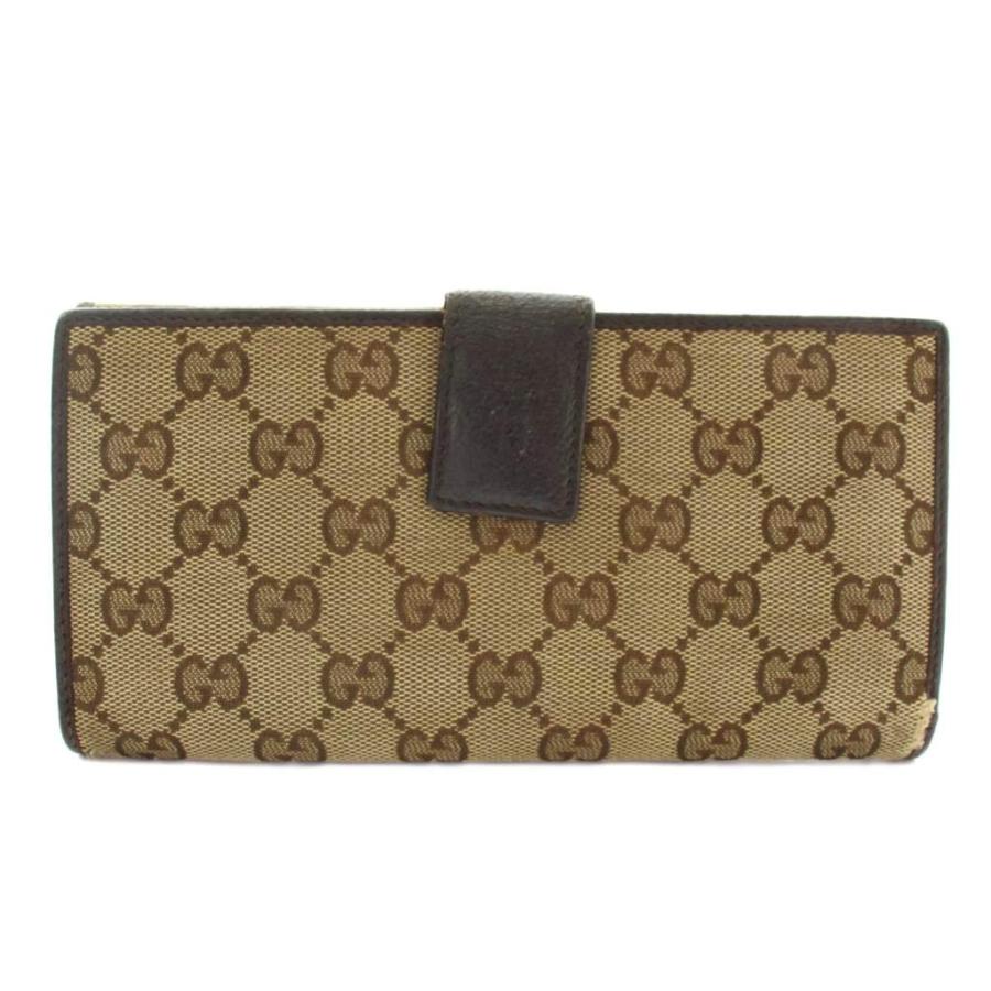 GUCCI（グッチ） 長財布 二つ折り GGキャンバス レザー Wホック ロゴ