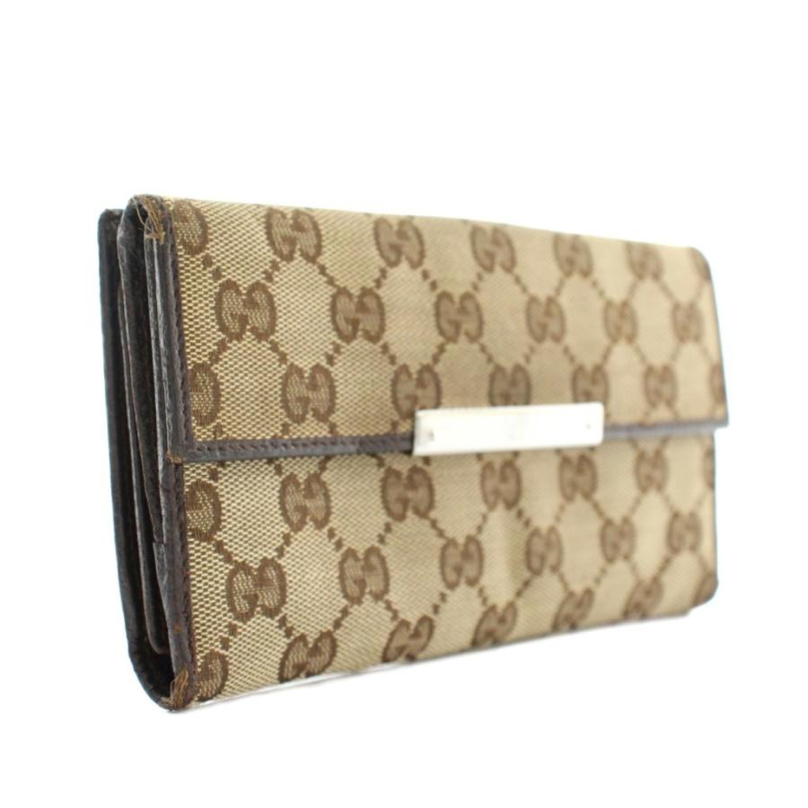 GUCCI（グッチ） 長財布 二つ折り GGキャンバス レザー Wホック ロゴ