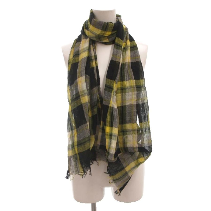 ジルサンダー JIL SANDER ストール マフラー フリンジ チェック 黒