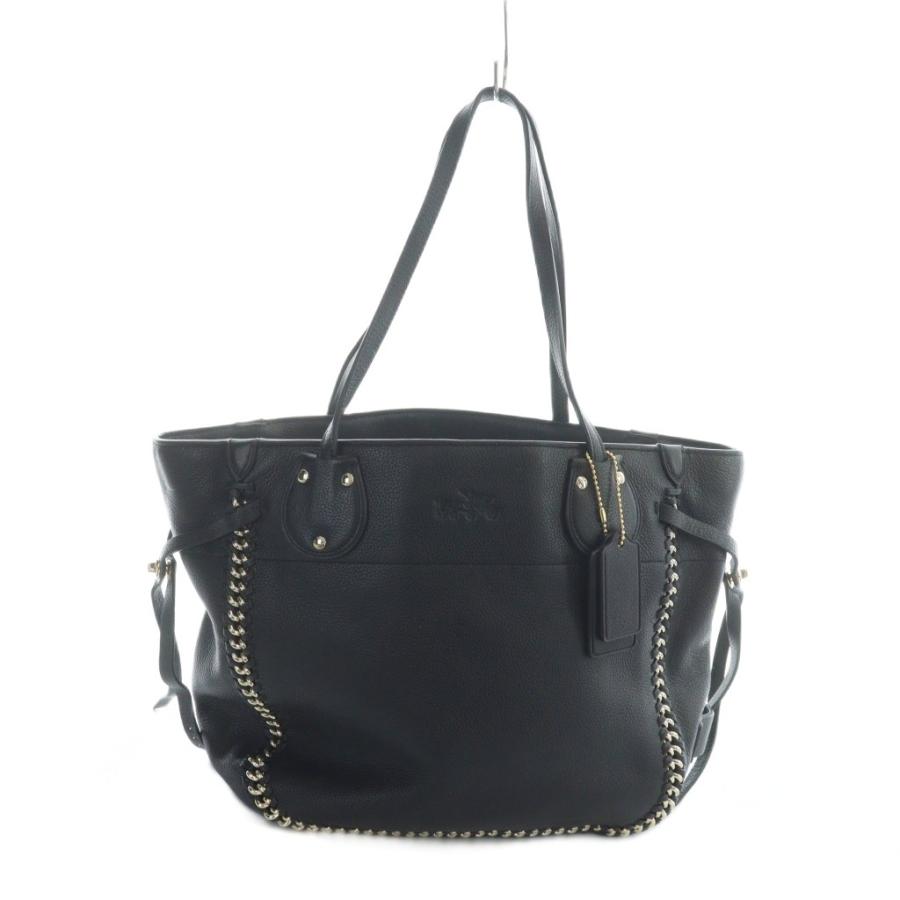COACH（コーチ） トートバッグ ハンド レザー ロゴ ゴールド金具 黒