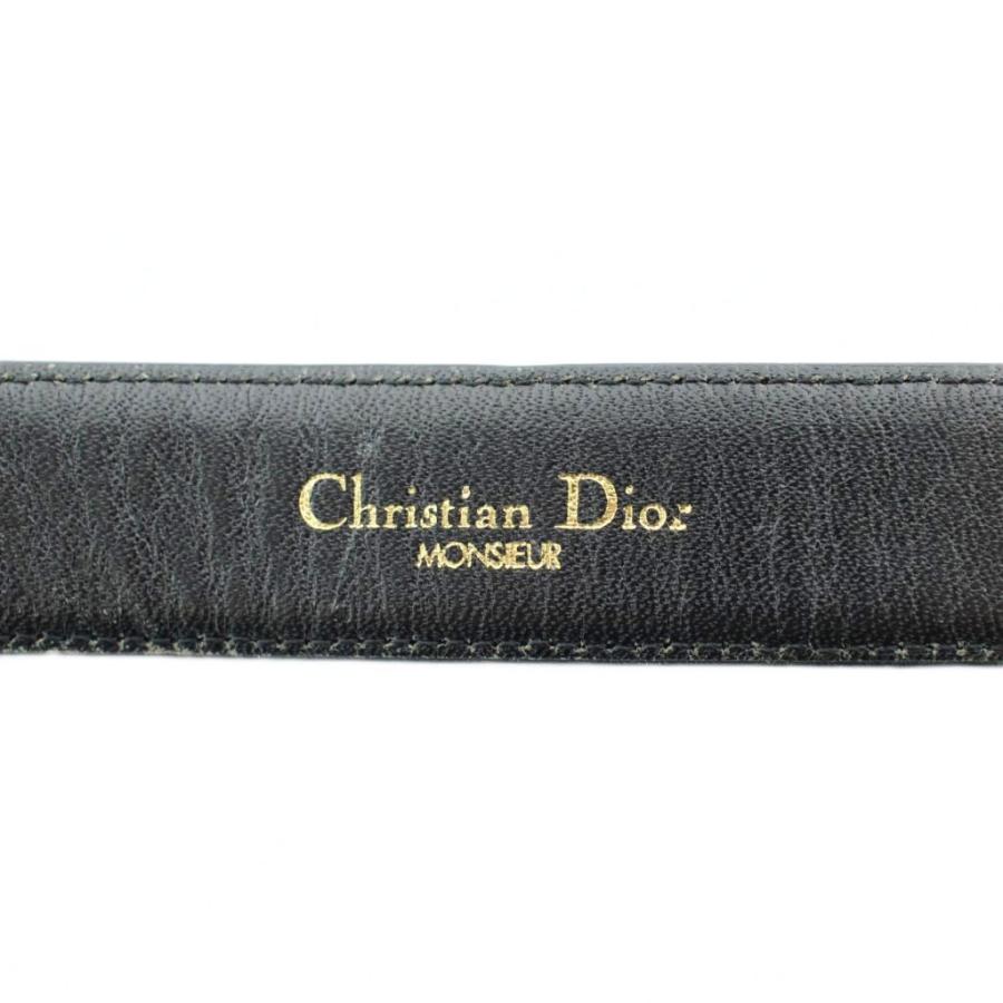 未使用 Christian Dior MONSIEUR レザー ベルト 黒 牛革 クリスチャン ディオール ベルト ブラック Monsieur 美品 ロング 102cm