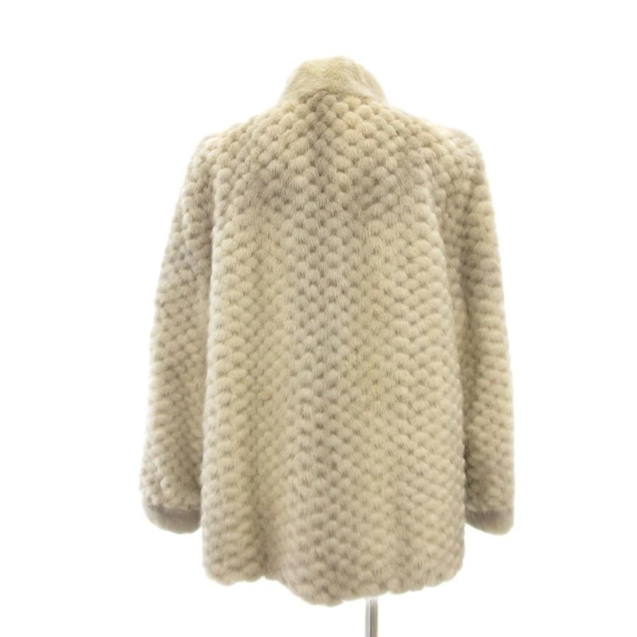 サファイアミンク ファー コート 毛皮 ミドル ハーフ丈 ベージュ系 /UO