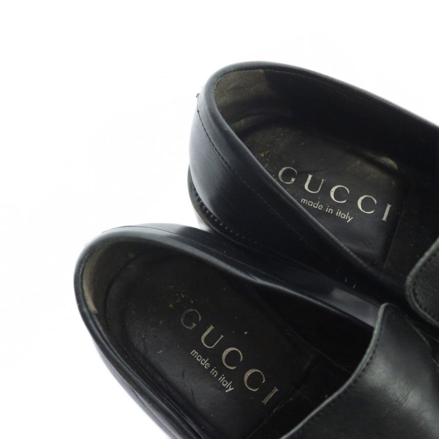 GUCCI（グッチ） ローファー スクエアトゥ ロゴ レザー 40.525.5cm 黒