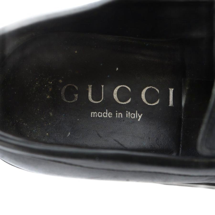 GUCCI（グッチ） ローファー スクエアトゥ ロゴ レザー 40.525.5cm 黒