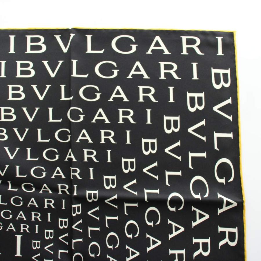 BVLGARI（ブルガリ） 未使用品 スカーフ 大判 絹 シルク ロゴ 総柄 黒