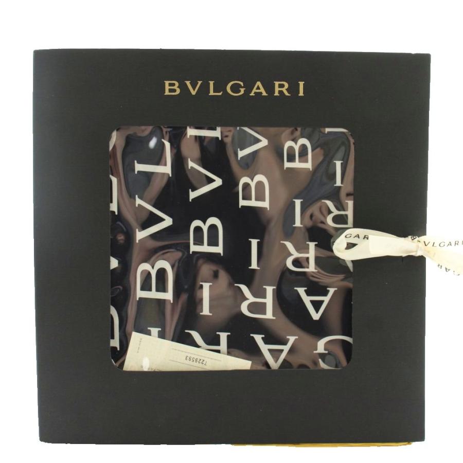 BVLGARI（ブルガリ） 未使用品 スカーフ 大判 絹 シルク ロゴ 総柄 黒