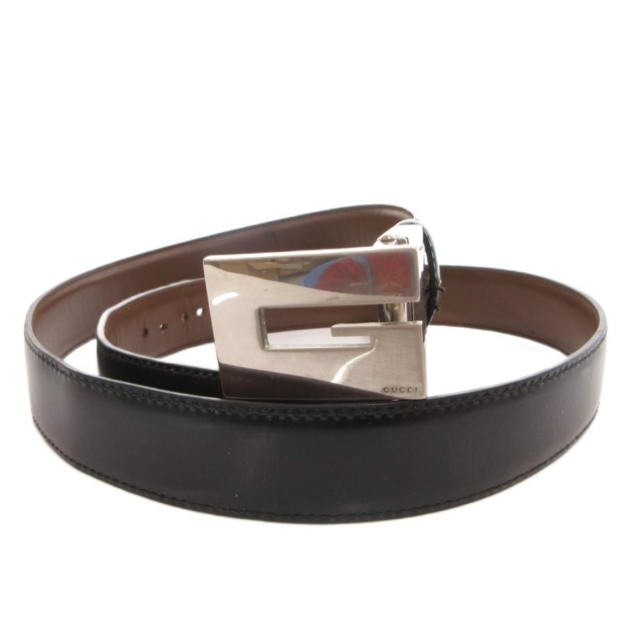 【希少】GUCCI グッチ　ダークブラウンベルト GUCCI（グッチ） ベルト バックル レザー ロゴ 黒 ブラック 茶