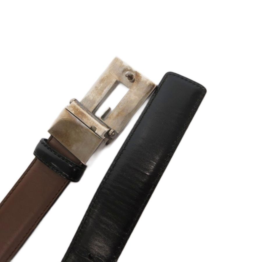 GUCCI（グッチ） ベルト バックル レザー ロゴ 黒 ブラック 茶