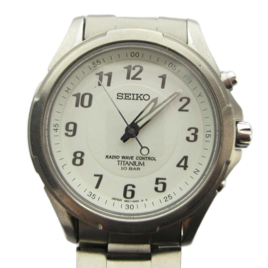 セイコー SEIKO 5B21-0AB0 腕時計 ウォッチ 電波ソーラー 白文字盤 