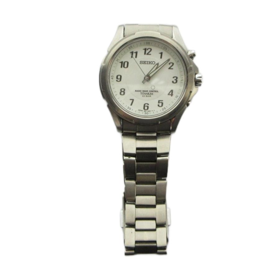 u*8様 ◇SEIKO チタン 10BAR 5B21-0AB0 電波時計 メンズ セイコー SEIKO 5B21-0AB0 腕時計 ウォッチ 電波ソーラー 白文字盤