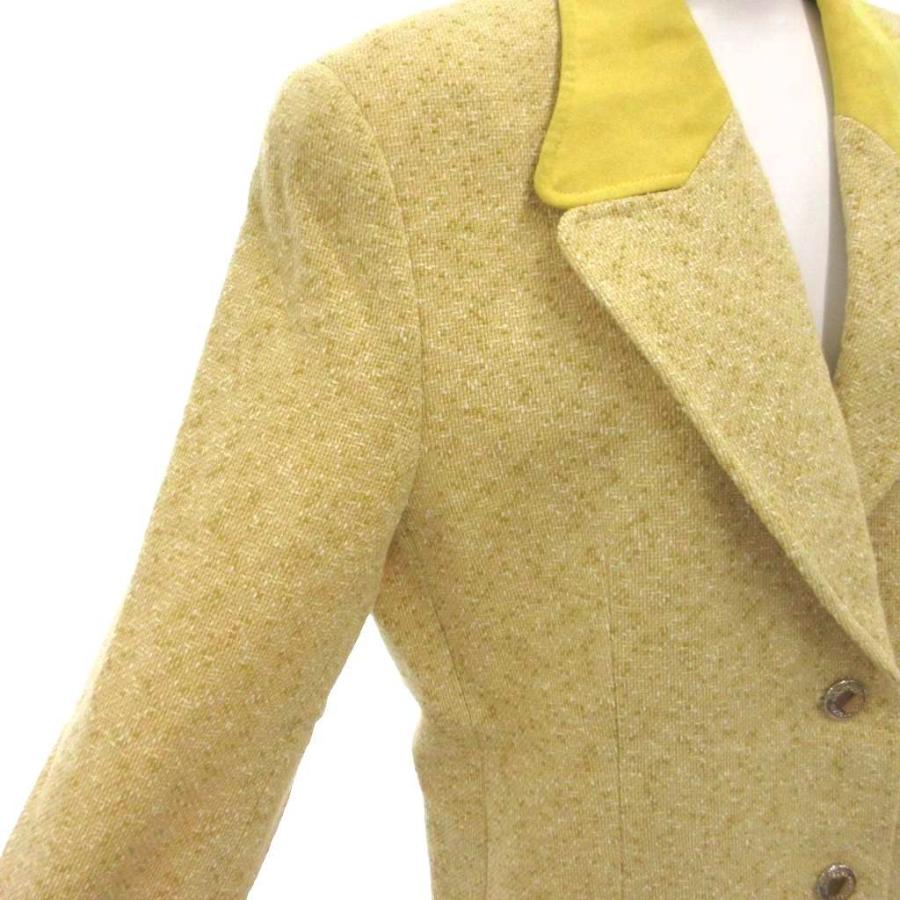 クレージュ courreges テーラードジャケット ベルベット切替 ツイード 