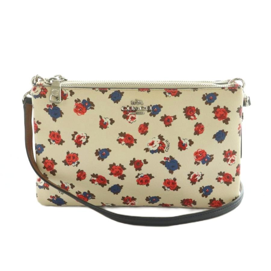 COACH（コーチ） ショルダーバッグ PVC レザー 花柄 アイボリー 赤 青 