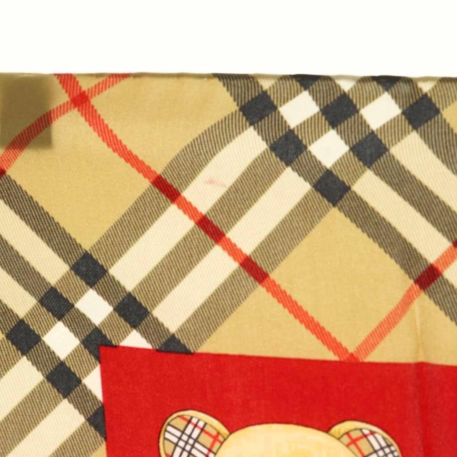 バーバリーズ Burberrys スカーフ シルク ベア柄 チェック柄 赤