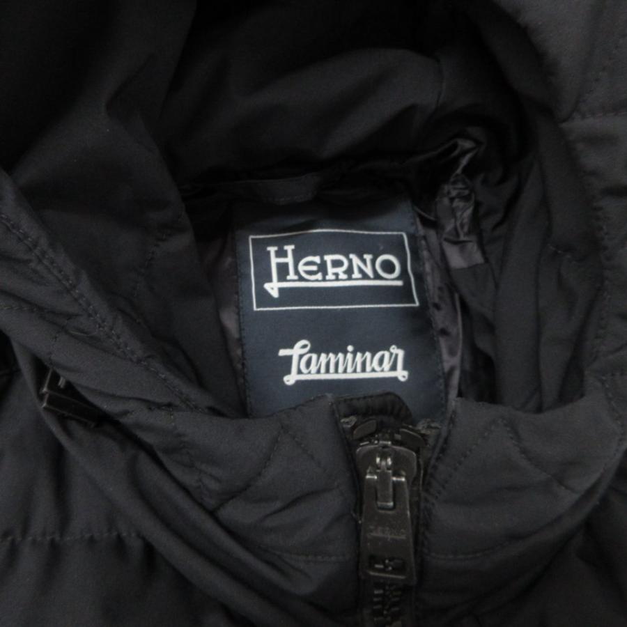 ヘルノ HERNO Laminar ダウンコート ミドル丈 フード スタンドカラー 48 黒 ブラック /JS ■GY18_4