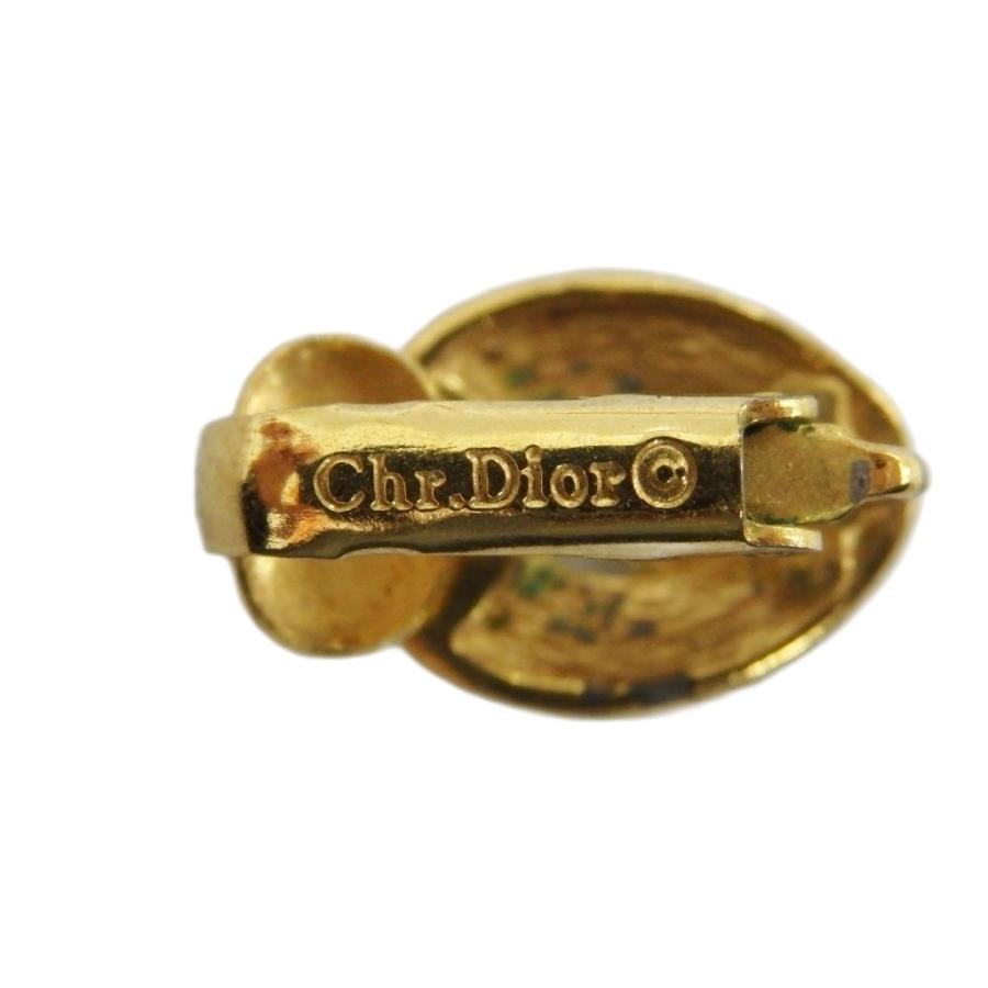 クリスチャンディオール Christian Dior イヤリング アクセサリー 両耳用 クリップ式 ラインストーン ロゴ刻印 ゴールド色 ■GY18 /MQ