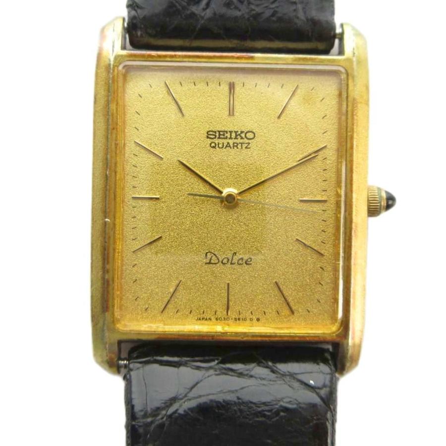 稼働美品 セイコードルチェ メンズ腕時計 ゴールド 6030-5510 セイコー SEIKO 6030-5510 ドルチェ 腕時計 ウォッチ クォーツ レザー