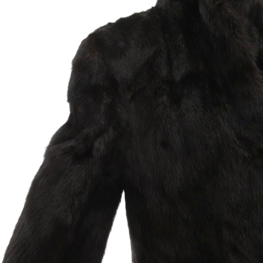 美品 リアルファーコート ミンクファー 毛皮 ミドル丈 11 黒 ブラック 