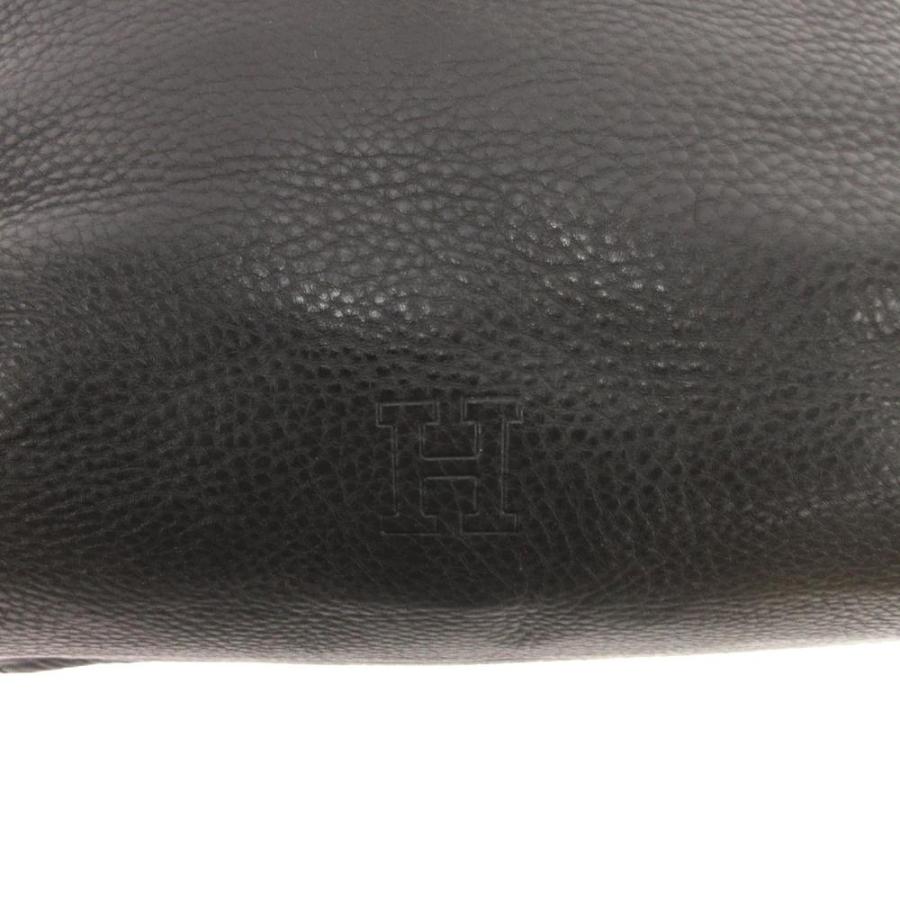 ヒロフ HIROFU トートバッグ シボ革 レザー 型押しロゴ 黒 ブラック