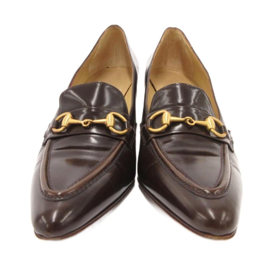 【完売美品】 GUCCI ホースビット 茶 銀 40　1/2 26.5〜7cm GUCCI（グッチ） ホースビットパンプス ローファー ハイヒール レザー