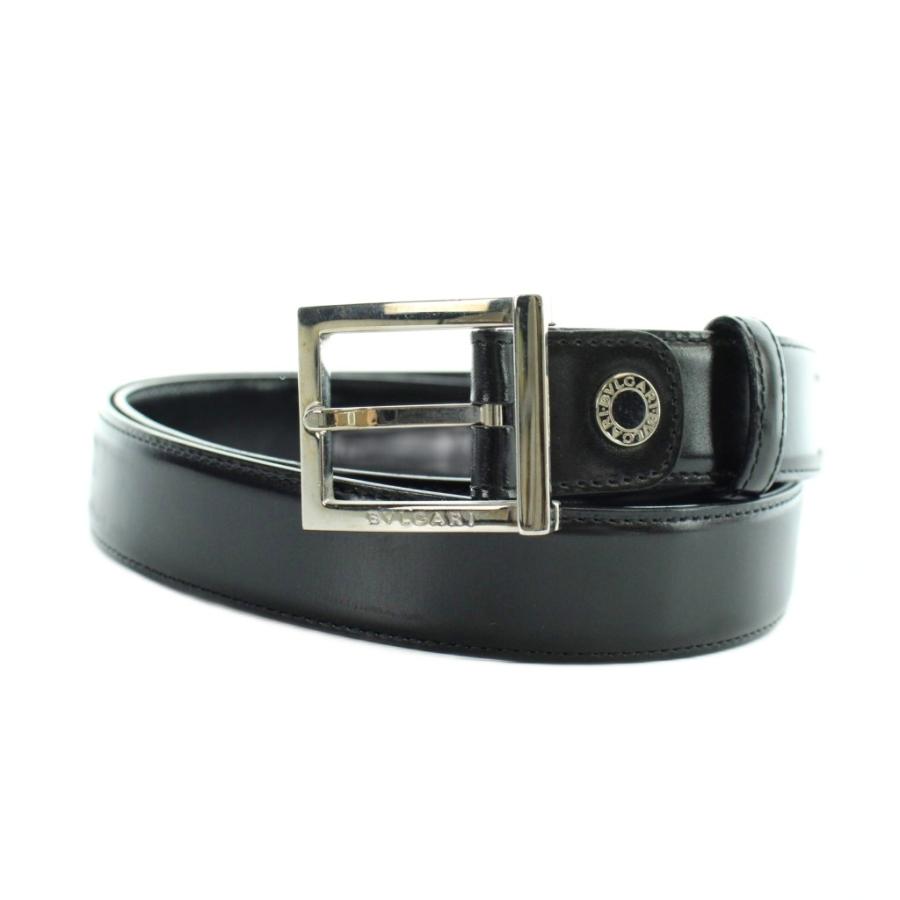 BVLGARI（ブルガリ） ベルト シルバー金具 レザー ロゴ 110/44 黒