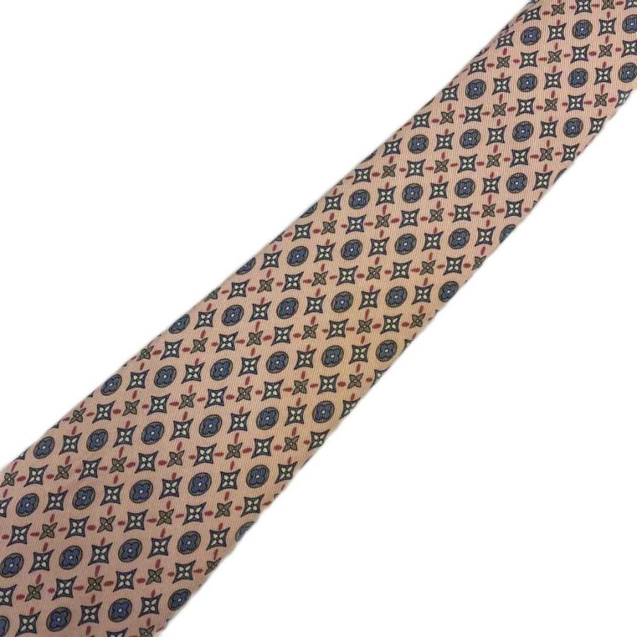 ルイヴィトン ネクタイ 絹 シルク ワイドタイ 小紋柄 総柄 ピンク LOUIS VUITTON（ルイ・ヴィトン） ネクタイ 絹 シルク ワイドタイ 小