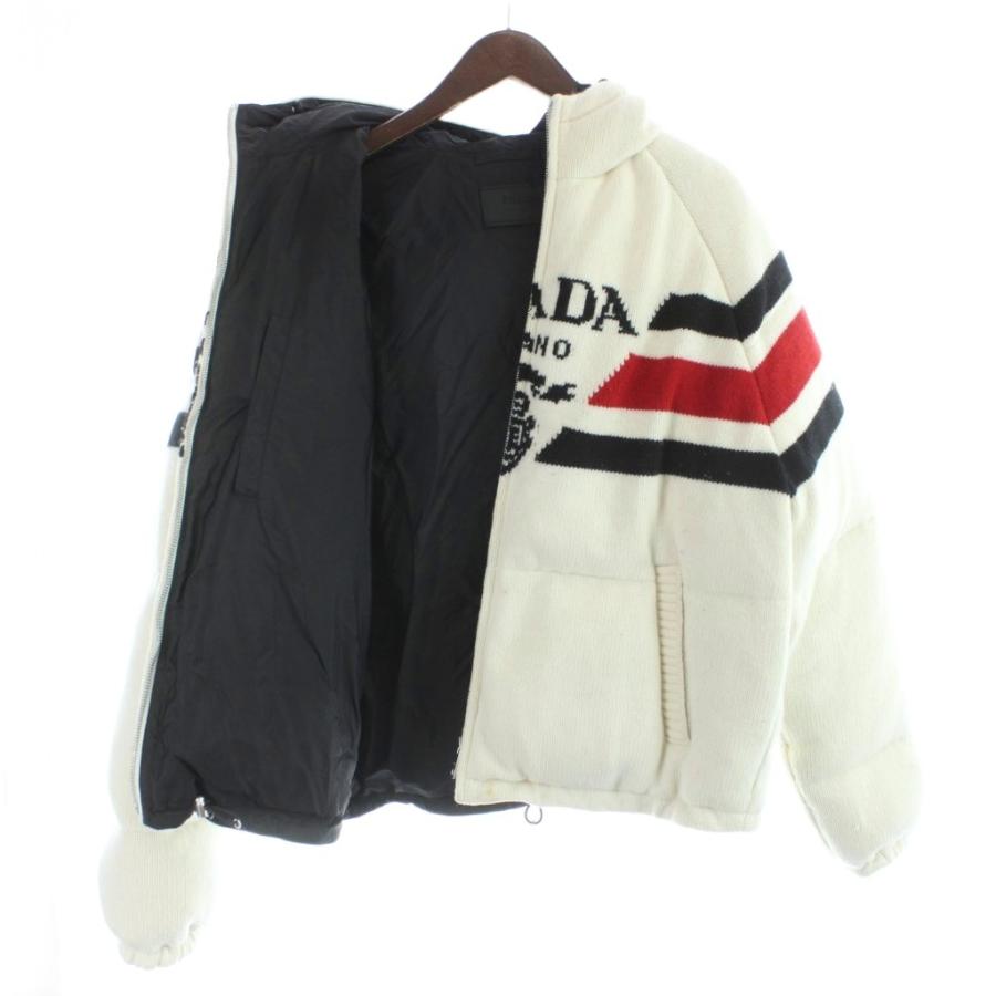 PRADA（プラダ） ダウンジャケット フード ウール カシミヤ 混紡 ロゴ