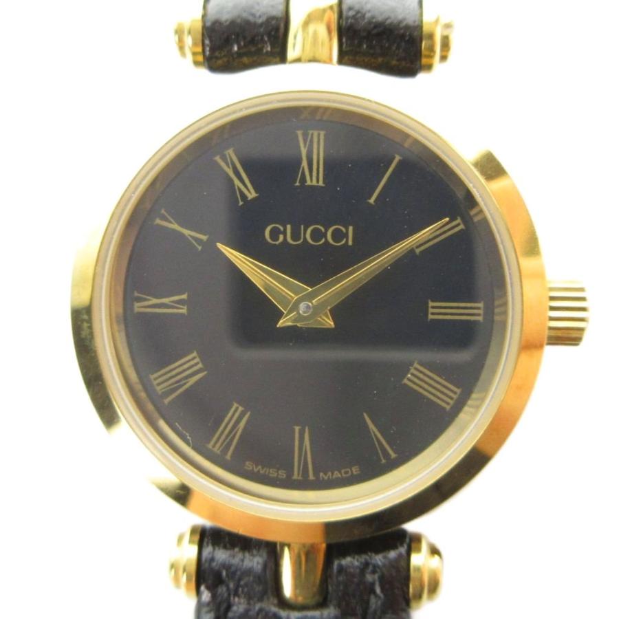 GUCCI（グッチ） 腕時計 ウォッチ クォーツ ローマン 黒文字盤 レザー