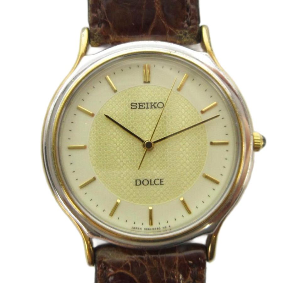 セイコー SEIKO 5E61-0A20 DOLCE 腕時計 ウォッチ クォーツ レザー