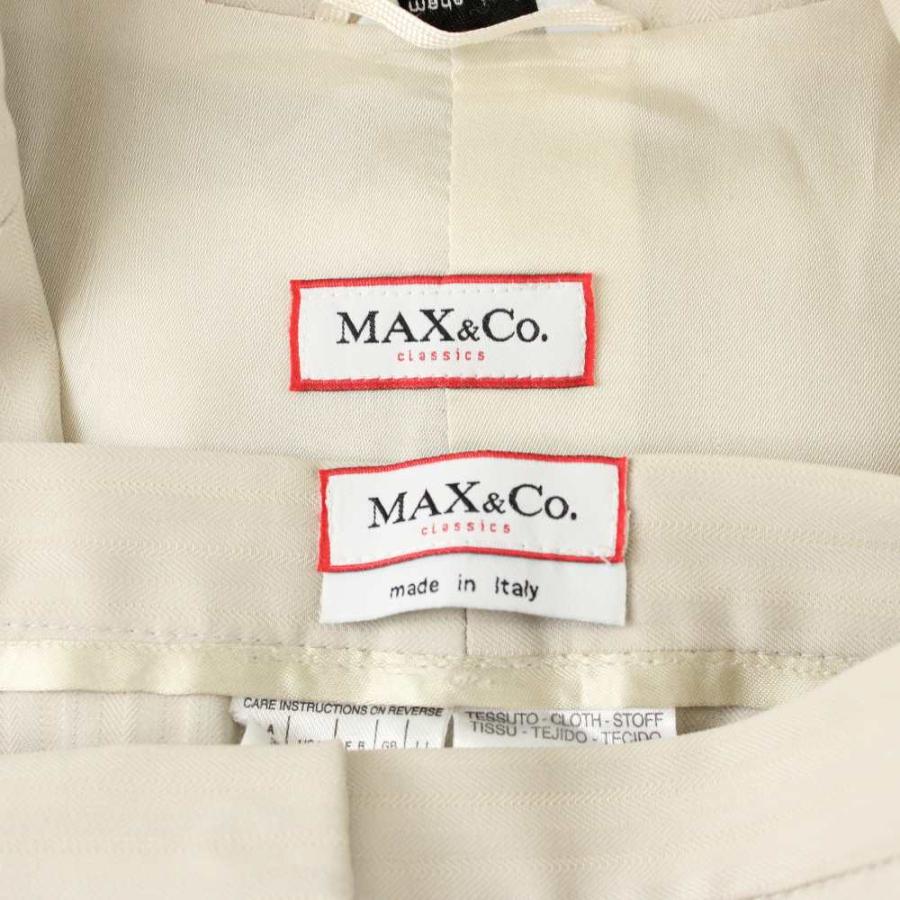 マックス&amp;コー  セットアップ パンツ 40 ベージュ シャドーストライプ マックス&コー MAX&CO. セットアップ パンツ スーツ ウール 40