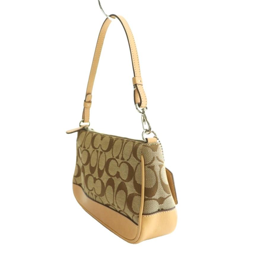 Coach ベージュ ロゴ柄 ハンドバッグ COACH（コーチ） シグネチャーハンドバッグ キャンバス レザー ロゴ