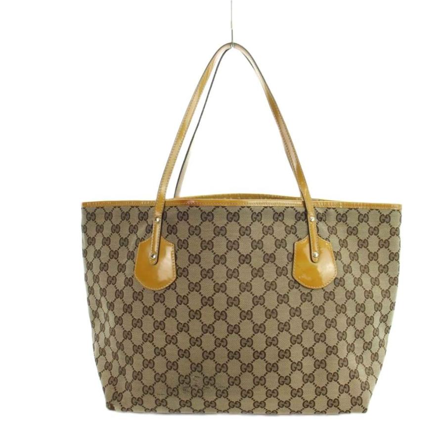 GUCCI（グッチ） トートバッグ ハンド GGキャンバス レザー チャーム 