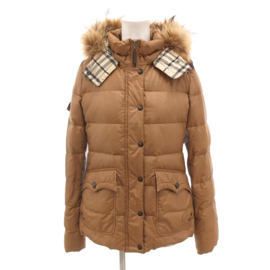 BURBERRY BLUE LABEL 38 黒 ダウンロング ファーコート バーバリー