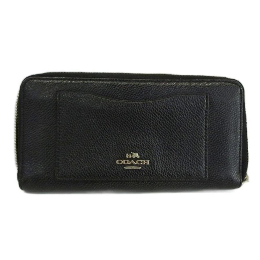 COACH（コーチ） 長財布 レザー ラウンドファスナー ロゴ 黒 ブラック 
