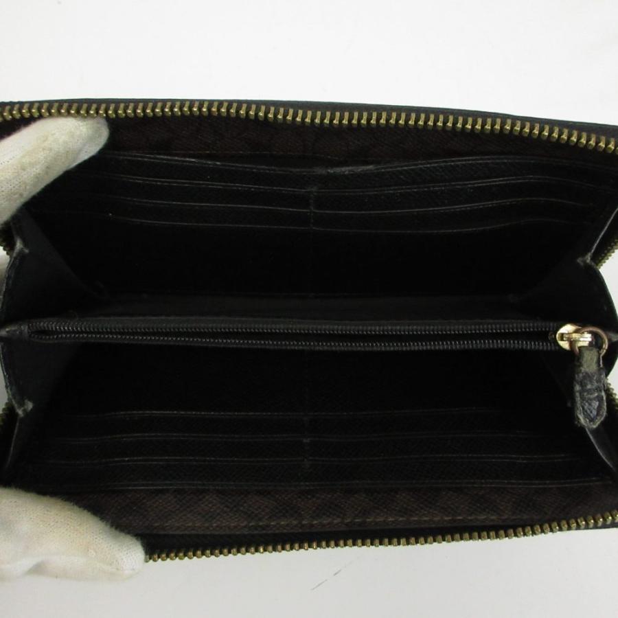 COACH（コーチ） 長財布 レザー ラウンドファスナー ロゴ 黒 ブラック