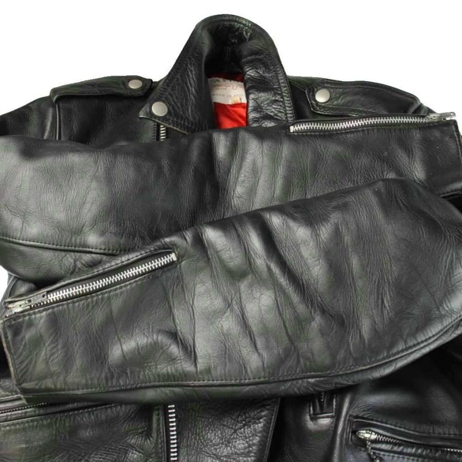 ロンジャン　ダブルライダース　ライトニングタイプ　黒　レッドキルティング Lewis Leathers◇ライトニング/ダブルライダースジャケット/36/レザー