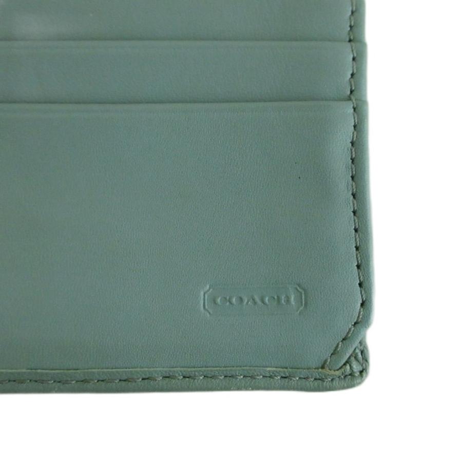COACH（コーチ） 長財布 二つ折り レザー ターンロック ステッチ 水色