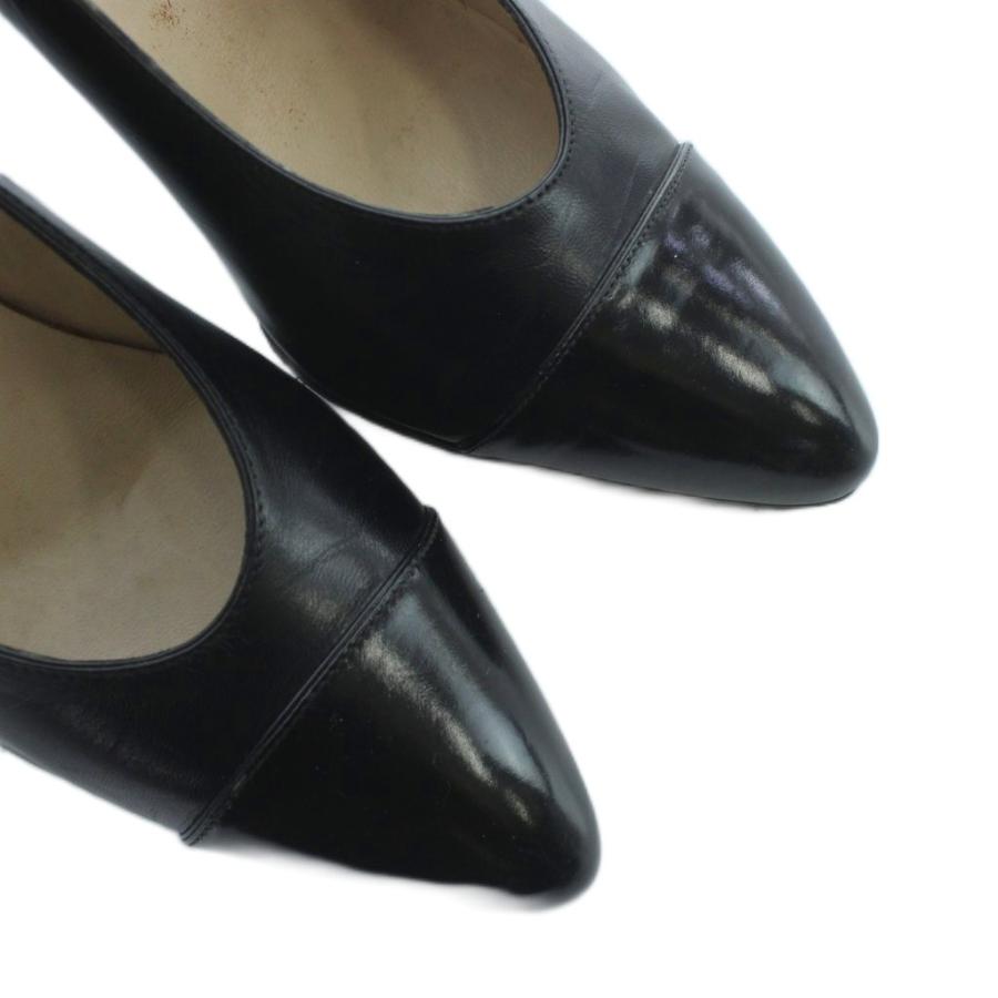 シャネル 36パンプス レディース CHANEL（シャネル） パンプス ロゴ レザー ポインテッドトゥ ヒール 36