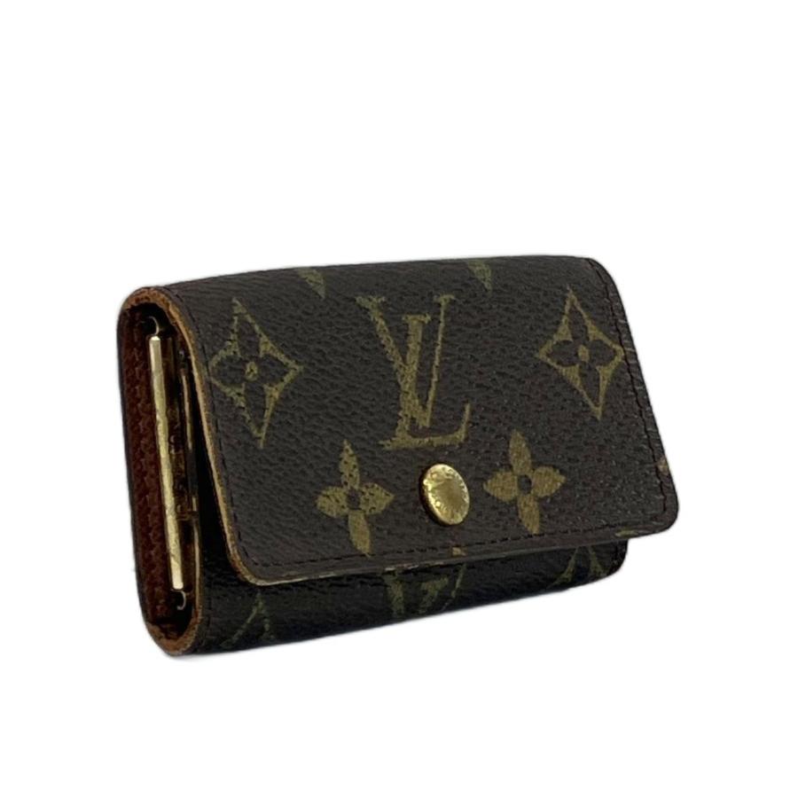 【くねくね様】Louis Vuitton ブラウン レザー キーケース LOUIS VUITTON（ルイ・ヴィトン） キーケース 三つ折り 4連 PVC レザー