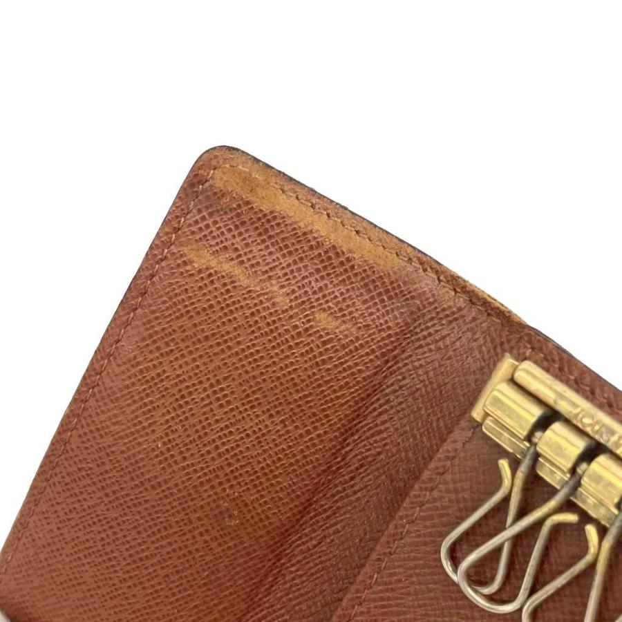 【くねくね様】Louis Vuitton ブラウン レザー キーケース LOUIS VUITTON（ルイ・ヴィトン） キーケース 三つ折り 4連 PVC レザー